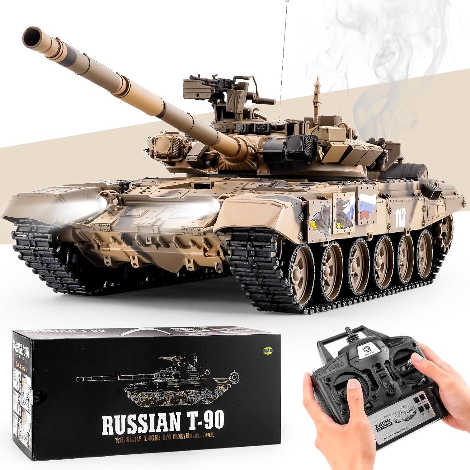 РадиоуправляемыйтанкHengLongT90Russiaмасштаб1:16RTR2.4G-3938-1V7.0/большойтанкнарадиоуправлении