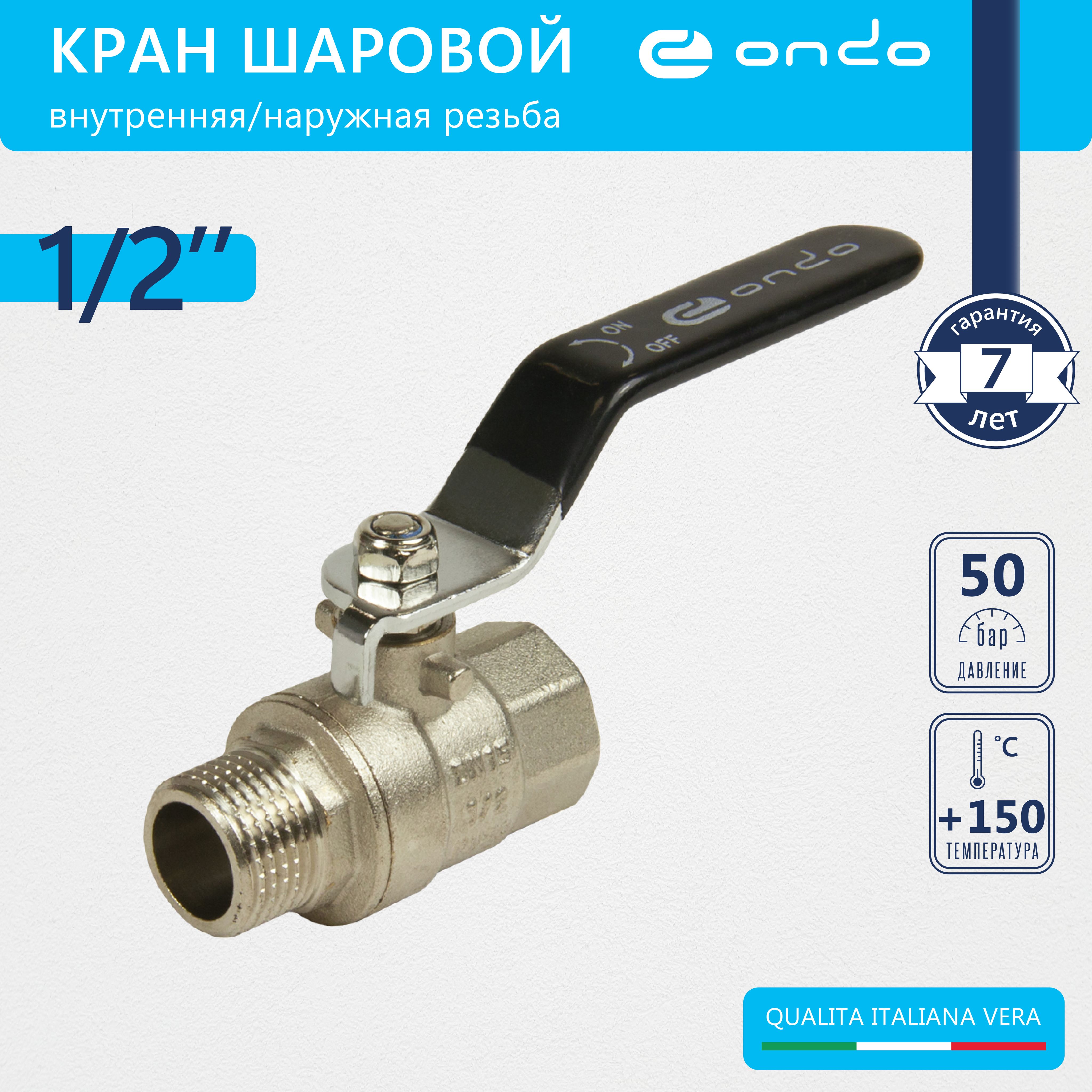 Краншаровыйдляводы1/2"г/шрычаг,никель,ONDO