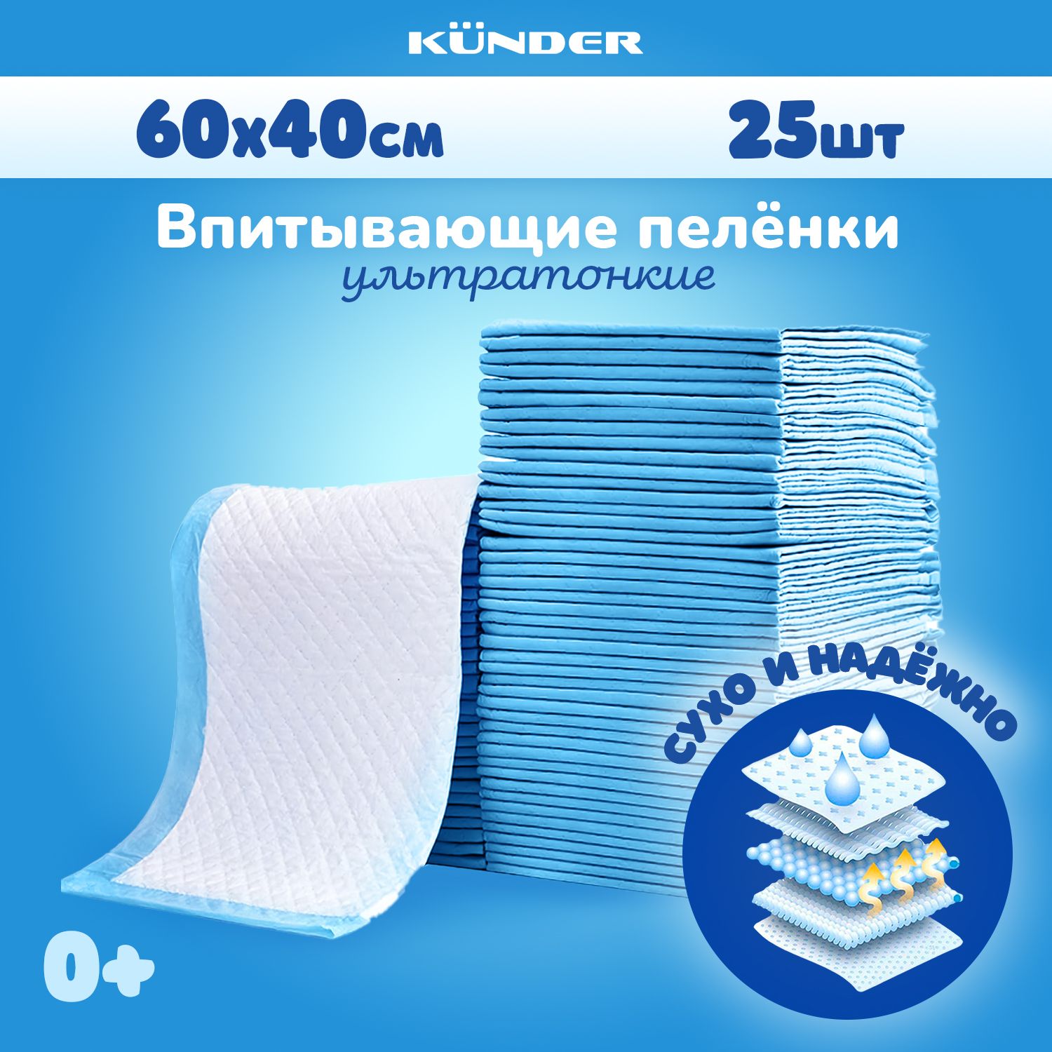 Пеленки одноразовые впитывающие 40x60 60х40 6040 см 25 шт купить на OZON по низкой цене (1617360084)