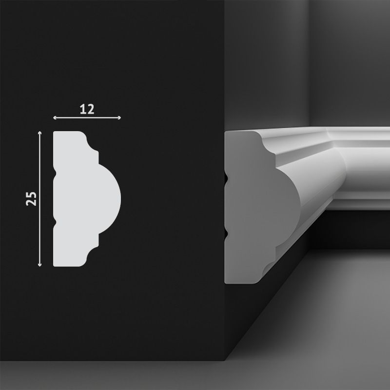 Молдинг для стен декоративный дюрополимер Decostar (Декостар), 25х12х2000 мм, SK-1 белый