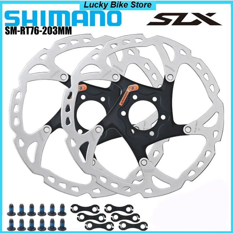 Тормознойдискдлявелосипеда(ротор)ShimanoSM-RT76,203мм,крепление6болтов,нержавеющаясталь,безкоробки(OEM),2шт.