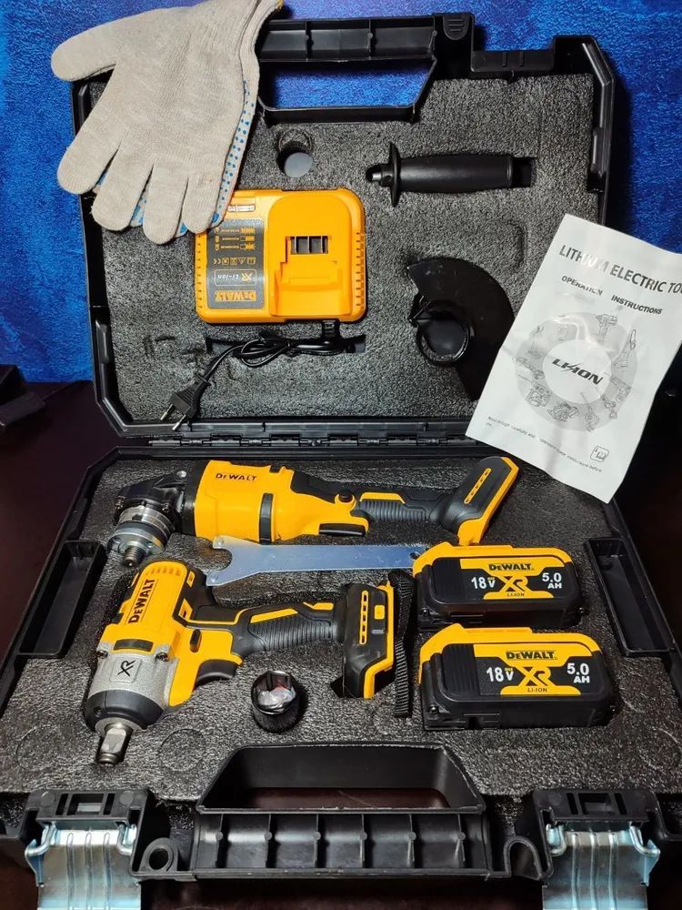 Аккумуляторный Ударный набор болгарка+гайковерт бесщеточная 2в1 DeWalt