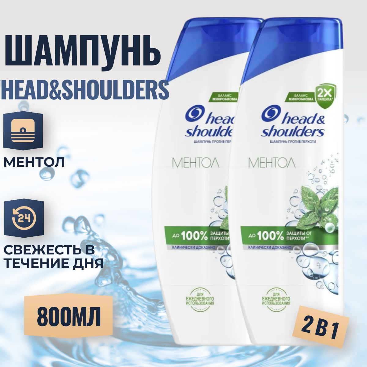 ШампуньотперхотиHead&ShouldersМентол2шт