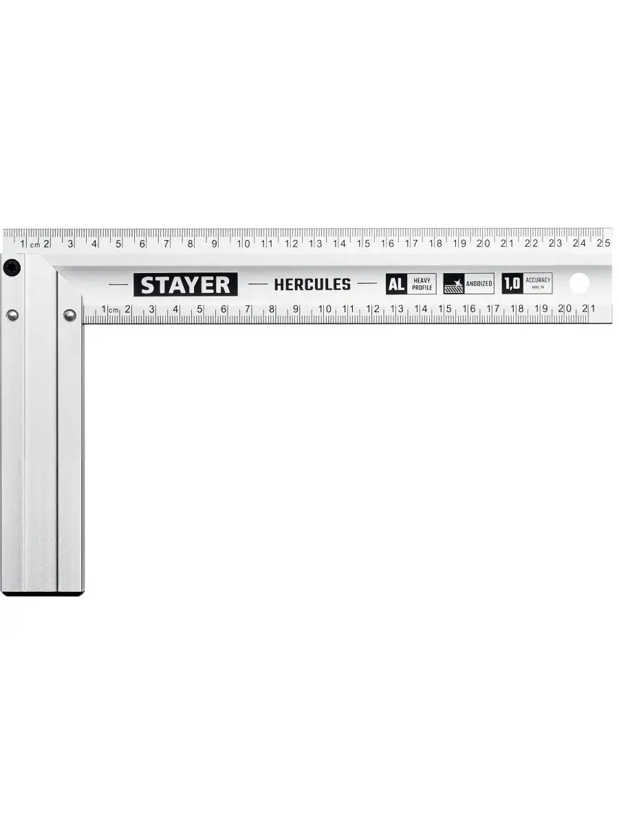 STAYER HERCULES 250 мм жесткий столярный угольник с усиленным алюминиевым полотном (3432-25)