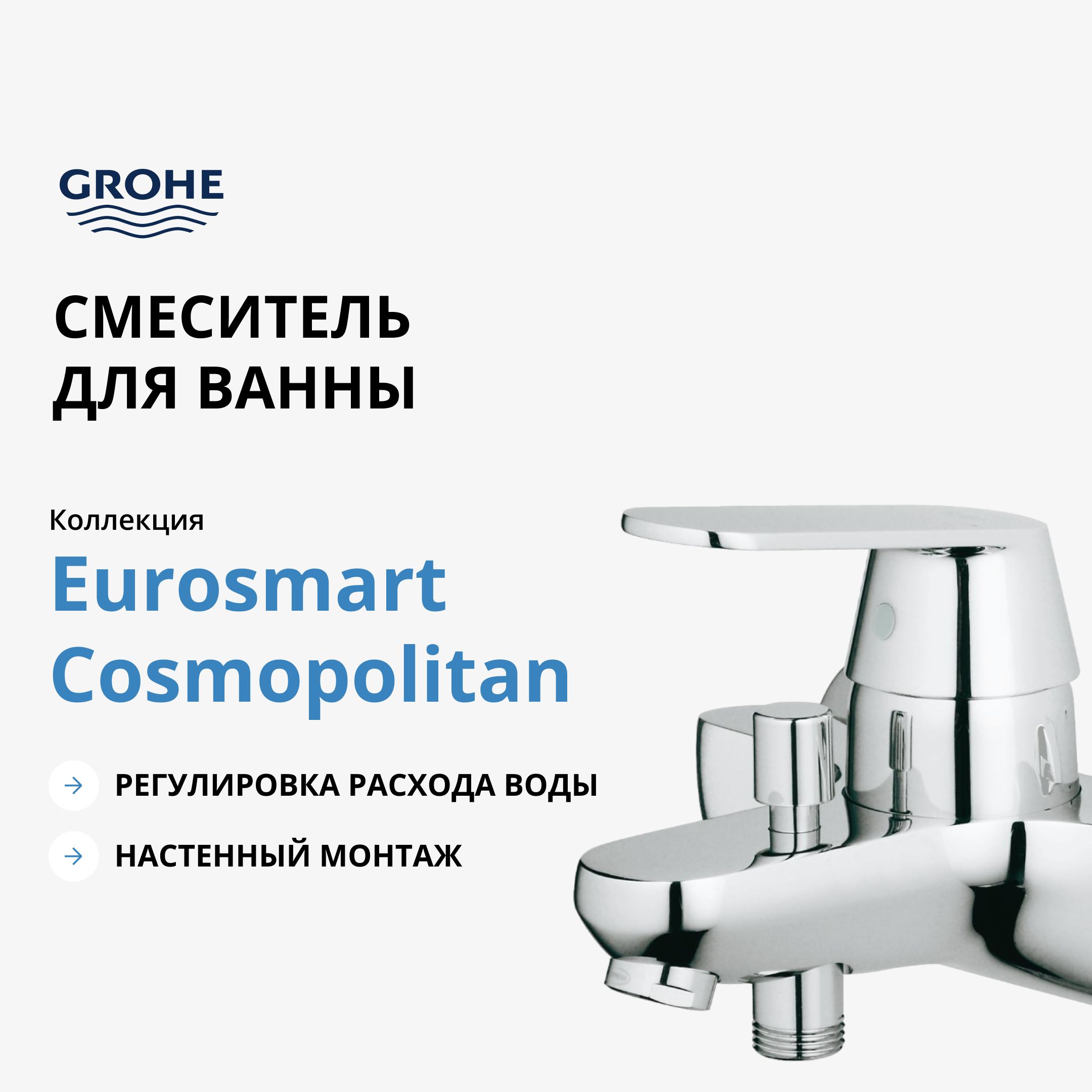 СмесительдляванныGROHEEurosmartCosmopolitan,хром(32831000)