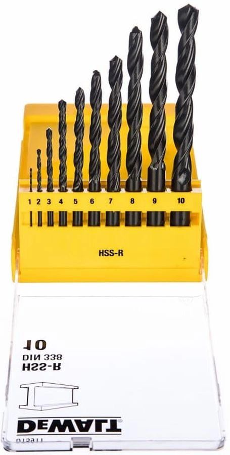 Сверла девольт по металлу. Набор сверл по металлу 10 шт. (1-10 мм) hss-r dewalt dt5911. dewalt dt 5911 набор сверл 10шт.,ф 1-10мм, дметалла,hss-r пласт кассета. набор свёрл по металлу ф1-10мм 10 предметов dewaltt dt5911. dewalt dt 5911.