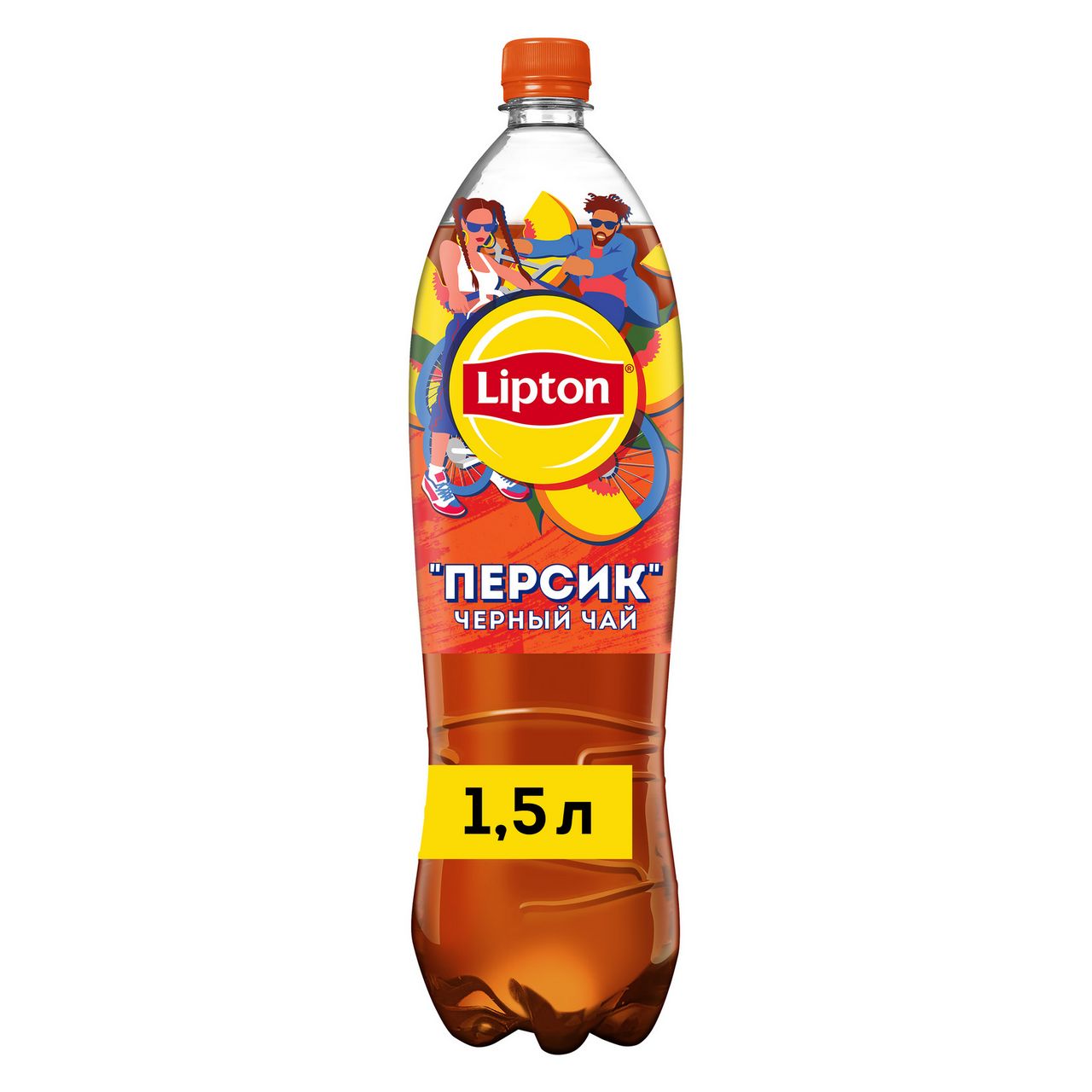 Холодный чай Lipton черный со вкусом персика, 1.5л