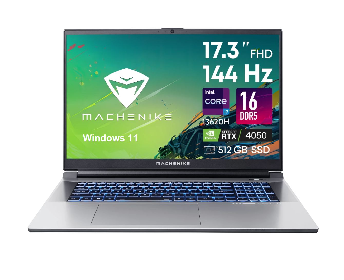 MachenikeLightL17Игровойноутбук17.3",IntelCorei7-13620H,RAM16ГБ,SSD512ГБ,NVIDIAGeForceRTX4050дляноутбуков(6Гб),WindowsPro,серебристый,Русскаяраскладка