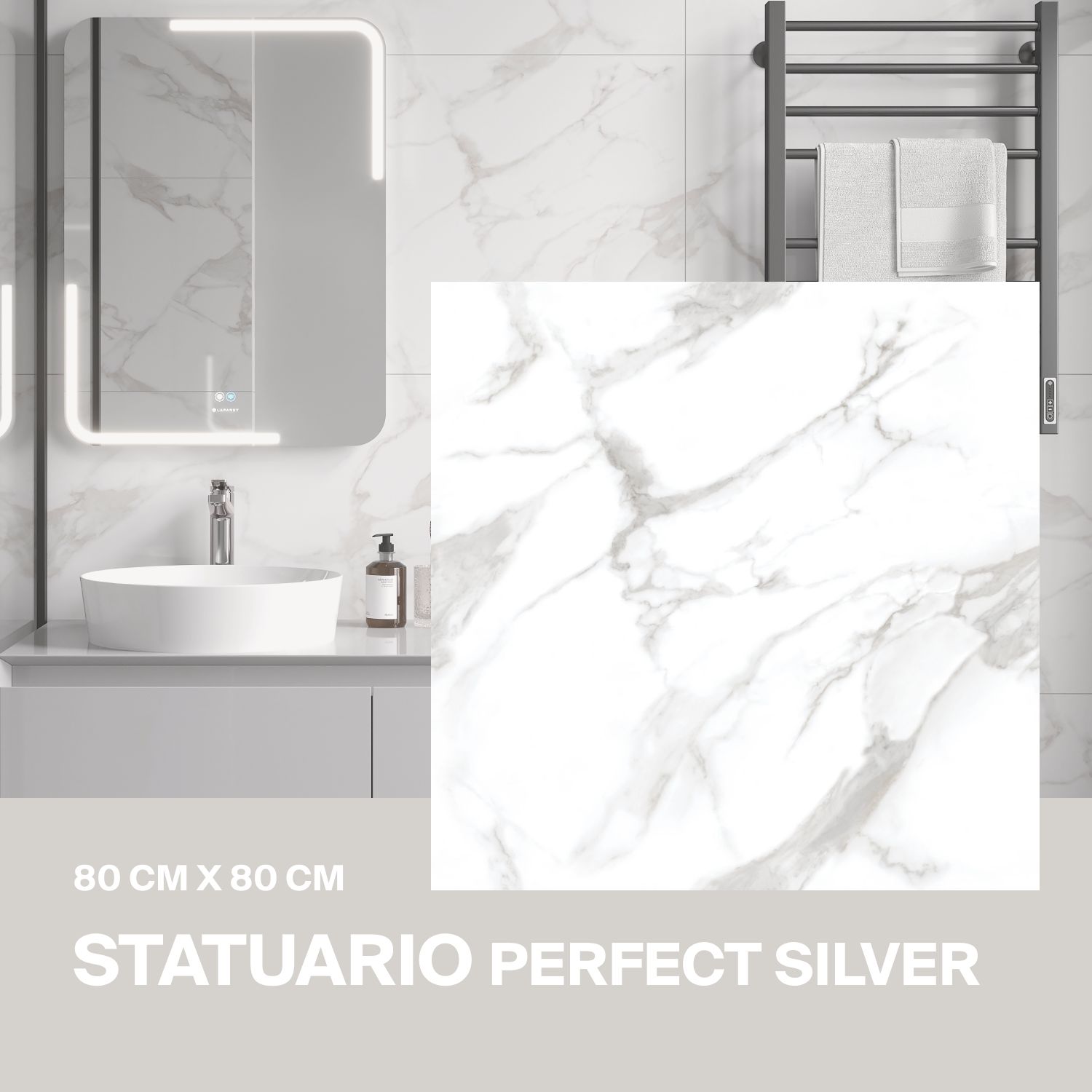 Керамогранит Ceradim Statuario Perfect Silver 80х80 Полированный в упаковке 1,92м2 (3 плиты)