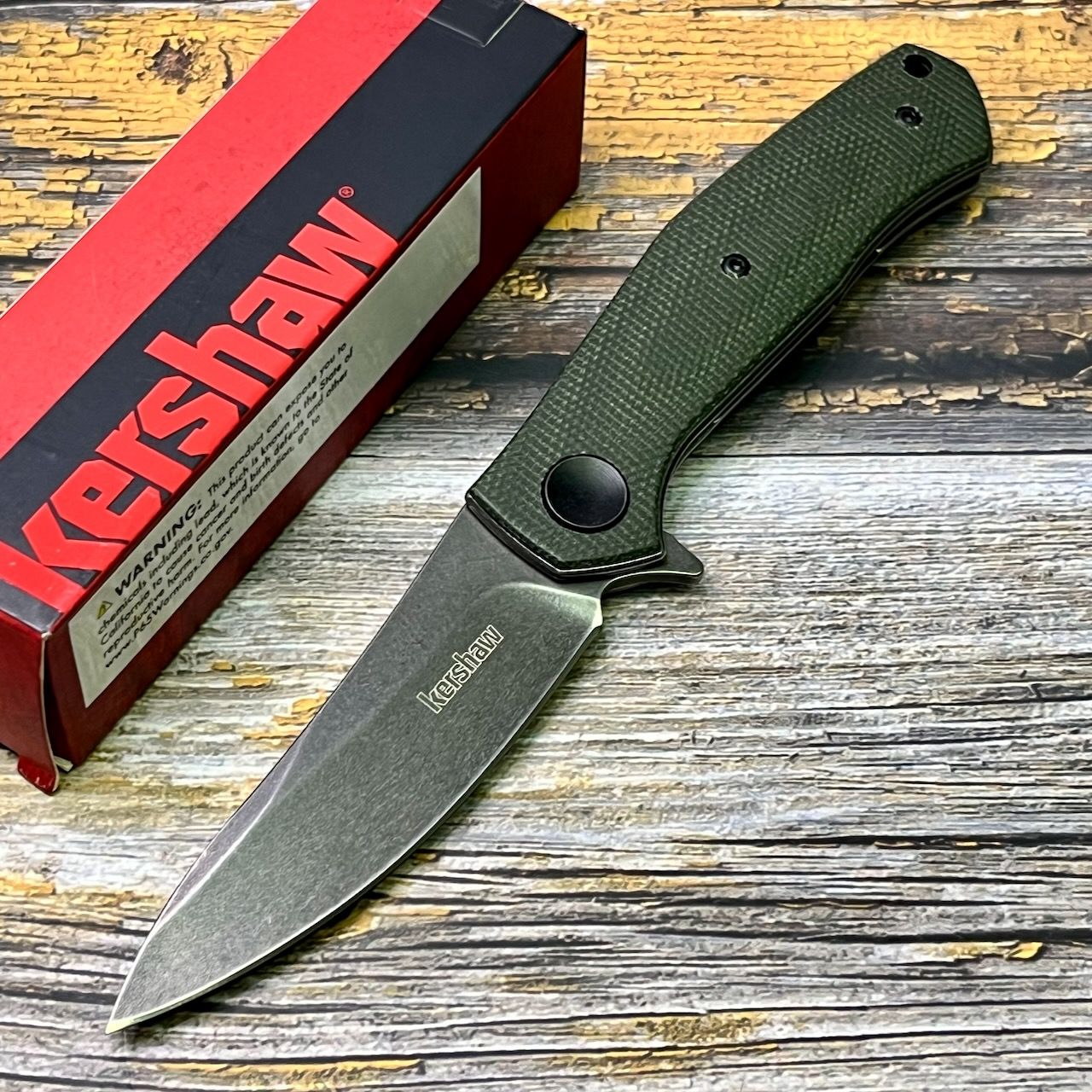 НожскладнойKershawKS4020MCGConcierge,BlackWashBlade,ODGreenMicartaHandle