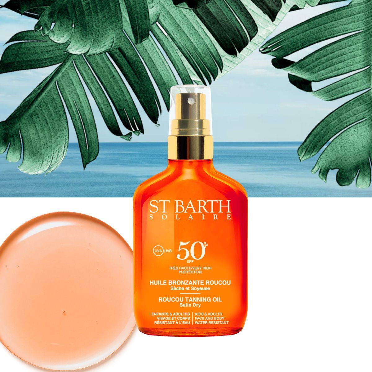 Ligne ST BARTH Сухое масло помадного дерева SPF50+ для красивого загара // Roucou Tanning Oil Satin Dry Very High Protection SPF50+