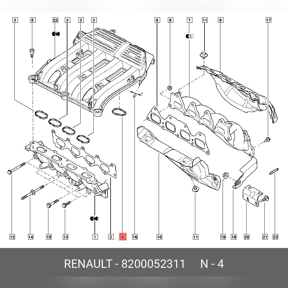 ПрокладкадвигателядляRENAULTRENAULT8200052311