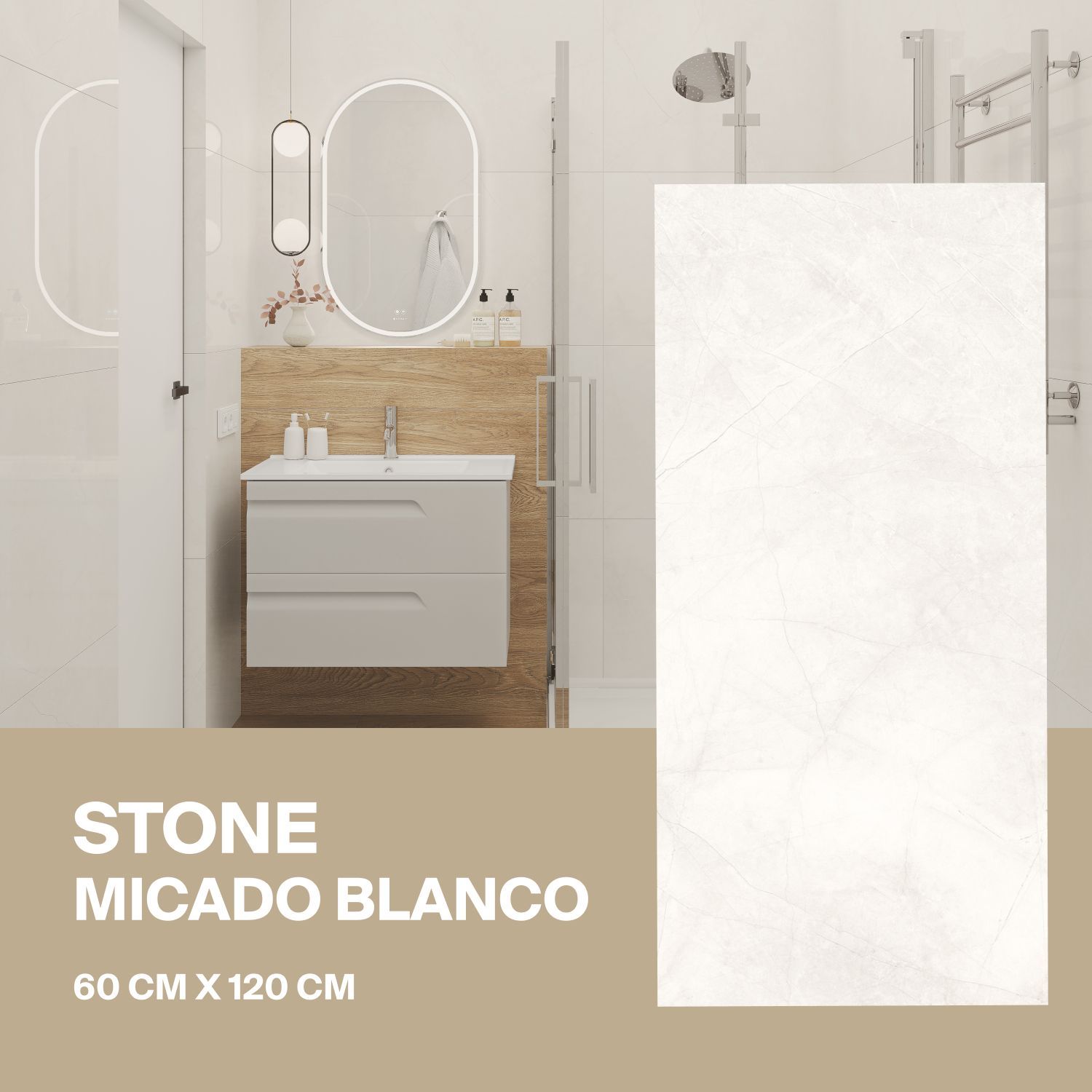 Керамогранит Ceradim Stone Micado Blanco белый 60х120 Полированный, уп. 1.44 м2. (2 плитки)