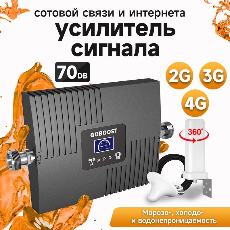 усилитель сотовой связи и интернета 4G 1800МГц LTE 68ДБ Усилитель сотового интернета 360 комплект