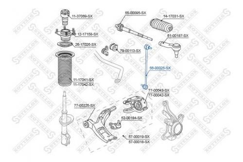 Тяга / стойка стабилизатор Stellox 56-00025-SX