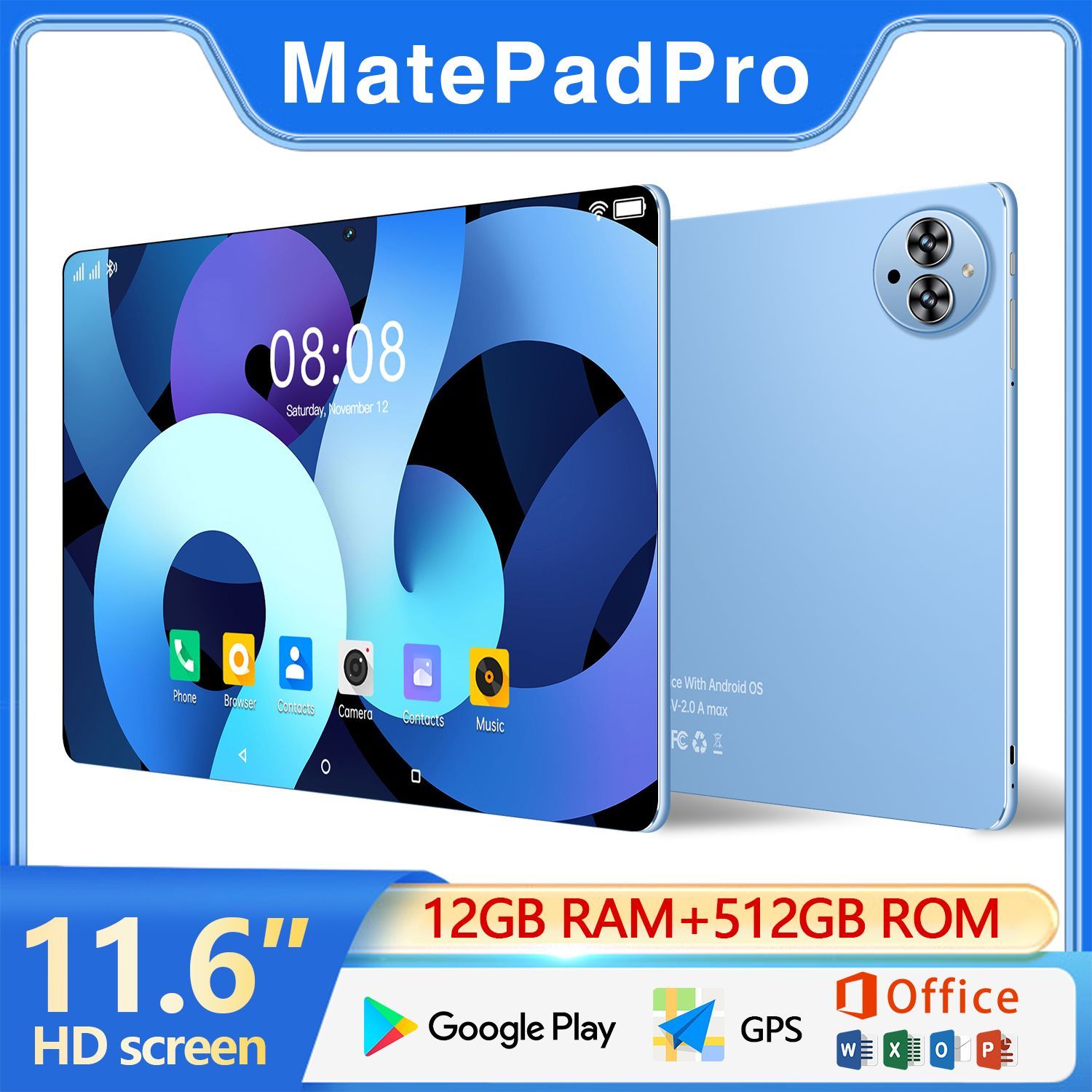 Планшет Планшет VOVE MatePad Pro 11.6 12 ГБ + 512 ГБ + клавиатура, 11.6" 12 ГБ/512 ГБ, синий