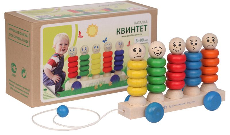 Краснокамская игрушка каталка-пирамидка Квинтет, арт. КАТ-03