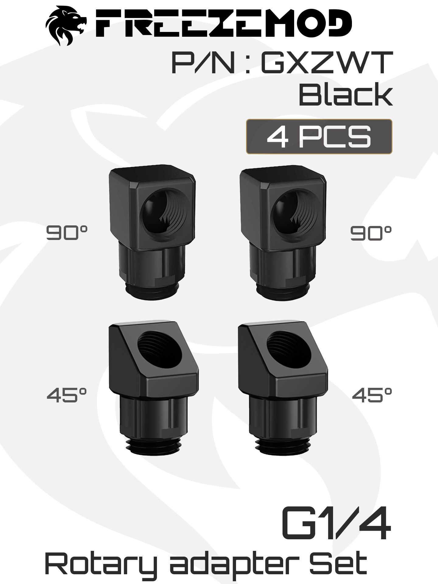 Набор угловых адаптеров FREEZEMOD Rotary Adapter, GXZWT, Set №1 - Black