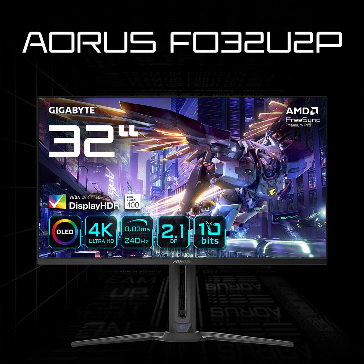 Gigabyte31.5"МониторFO32U2P-EK,OLED,3840x2160,240Гц,черный