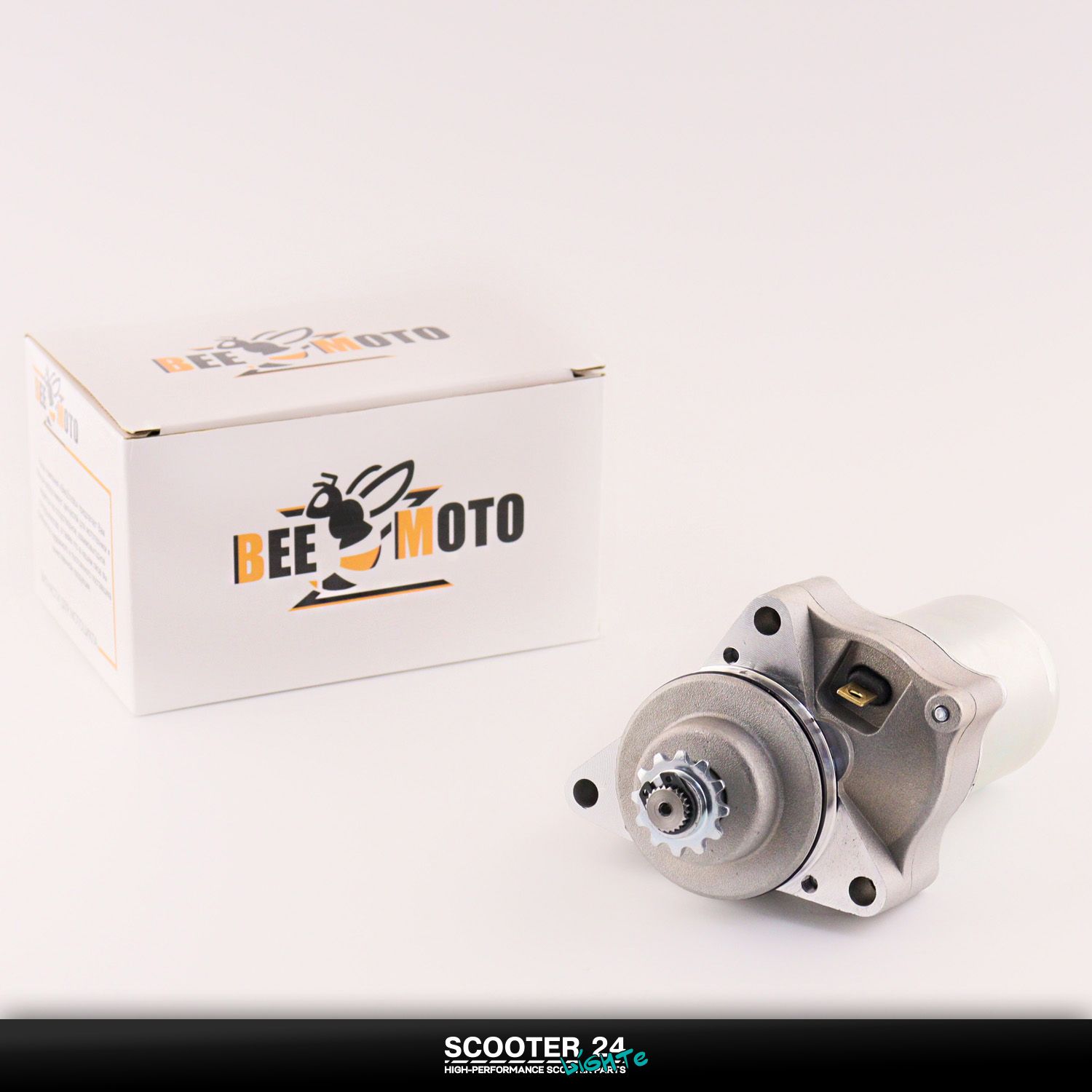 Электростартер на мопед с двигателем 139FMB Alpha / Delta (Альфа Дельта Орион Омакс) хром / верхний 147FMH 152FMH