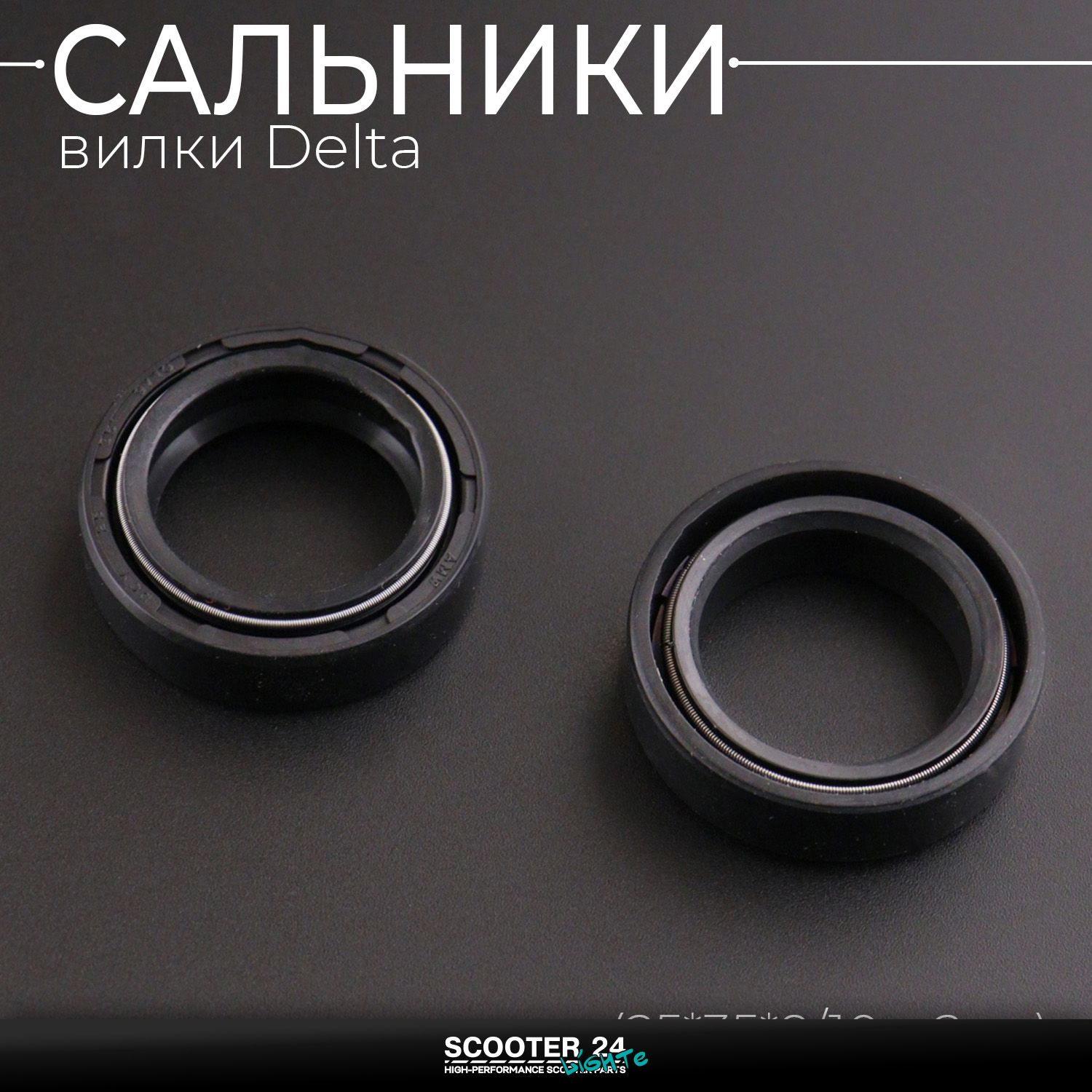 Сальники передней вилки на мопед Delta (25*35*9/10 x 2шт) для мотоцикла Альфа Дельта комплект