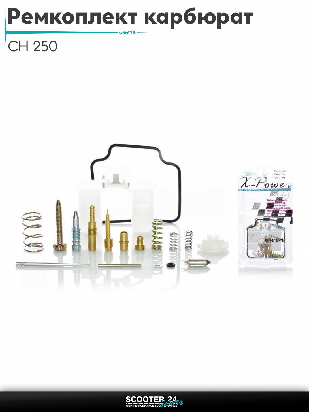 Ремкомплект карбюратора на мотоцикл CH 250 кубов с двигателем 172ММ (172 мм), KAB250 "LIPAI"