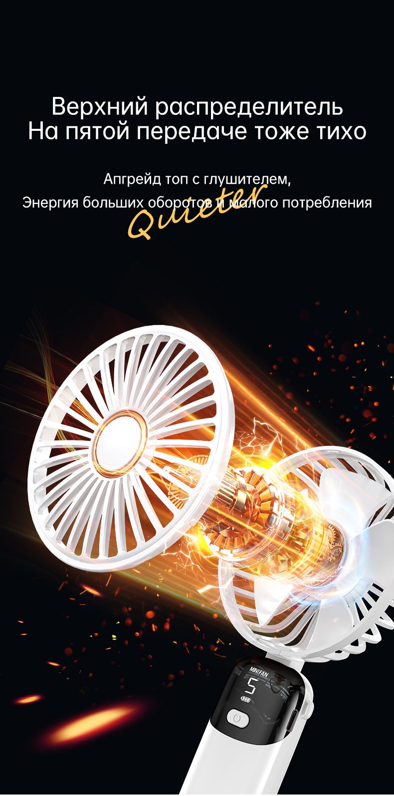 Yueme Настольный вентилятор Портативный ручной вентилятор，настольный в(图6)