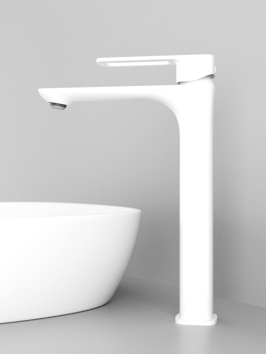 Фото товара на маркетплейсе ozon Высокий смеситель для накладной раковины, латунь, белый матовый, IDDIS, Slide, SLIWT01i01