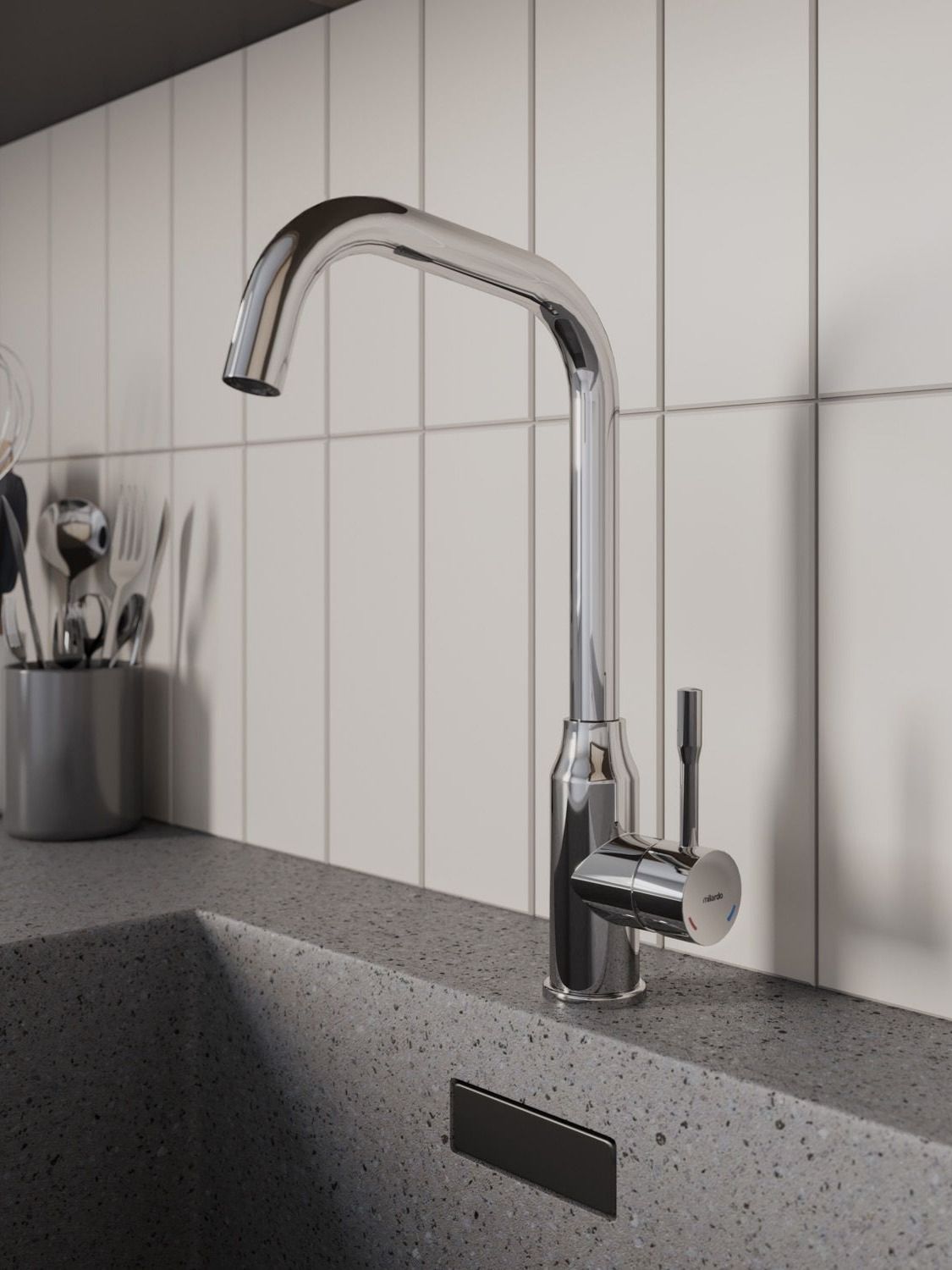 Фото товара на маркетплейсе ozon Смеситель для кухни, глянцевый хром, Meal, Milardo, M01SBL0M05