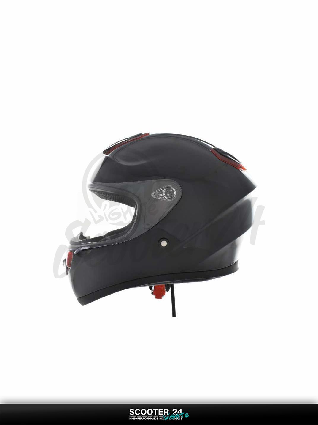 Шлем интеграл "DAVID" (#D820 черный глянцевый S ABS красный спойлер) мото / для скутера и питбайка / универсальный