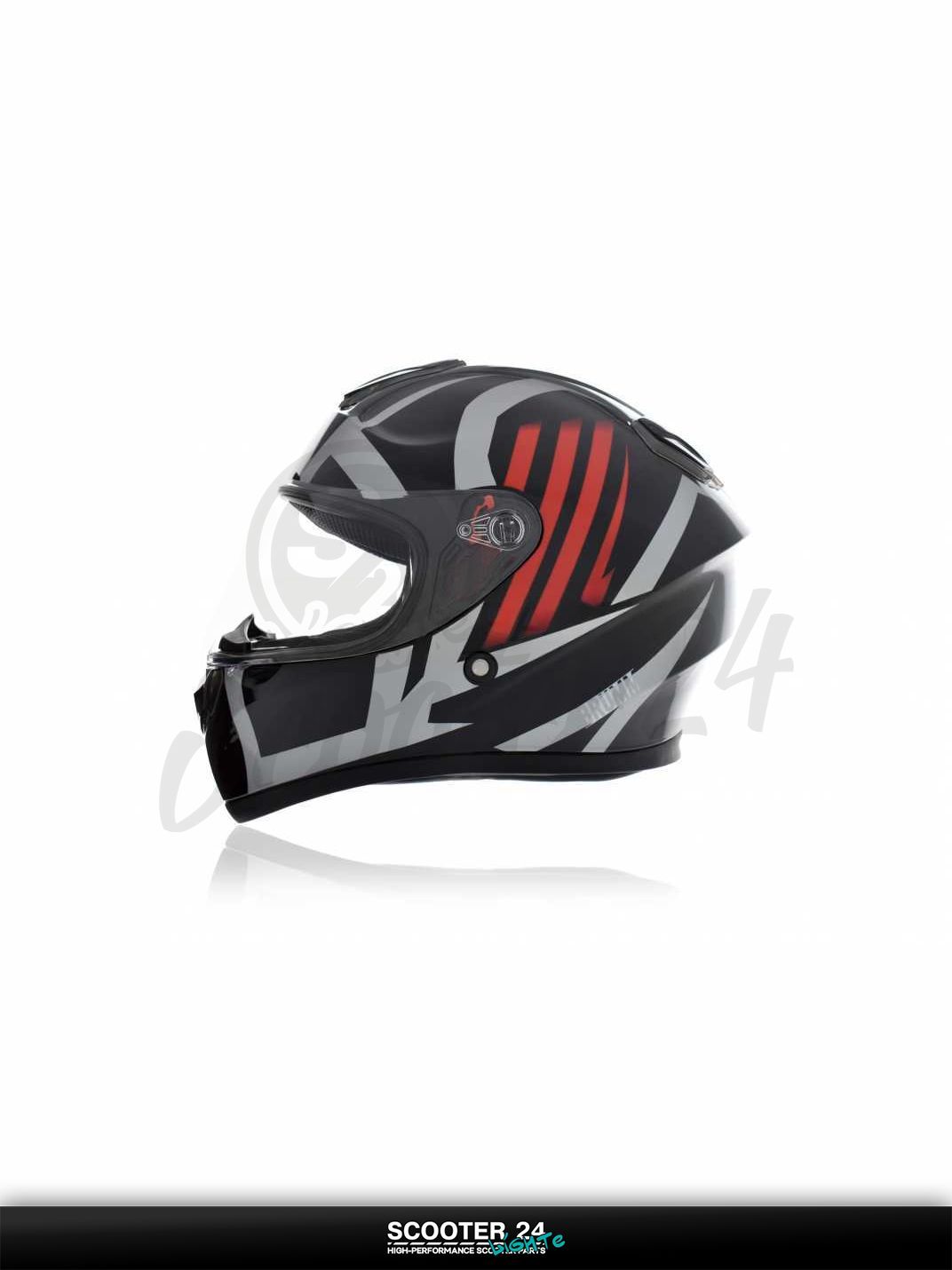 Шлем интеграл "DAVID" (#D820E черно-красно-серый S ABS) мото / для скутера и питбайка / универсальный