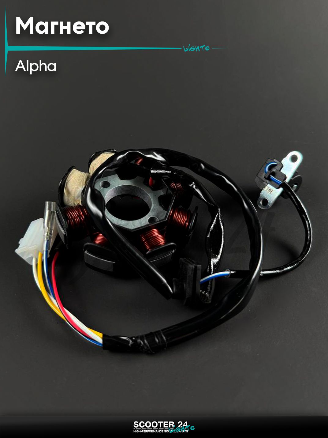 Генератор (магнето) на мопед и мотоцикл ALPHA DELTA / Альфа Дельта (6+2 катушки) 139FMB