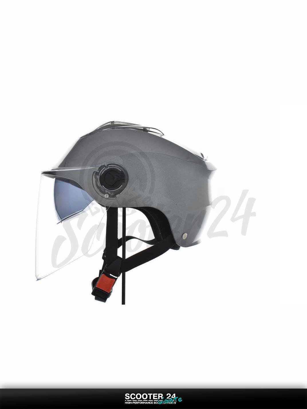 Мотошлем открытый ( вело/самокат) "DAVID" (#S309, серый глянцевый, регулятор размера, очки, A на мотоцикл / мопед и скутер