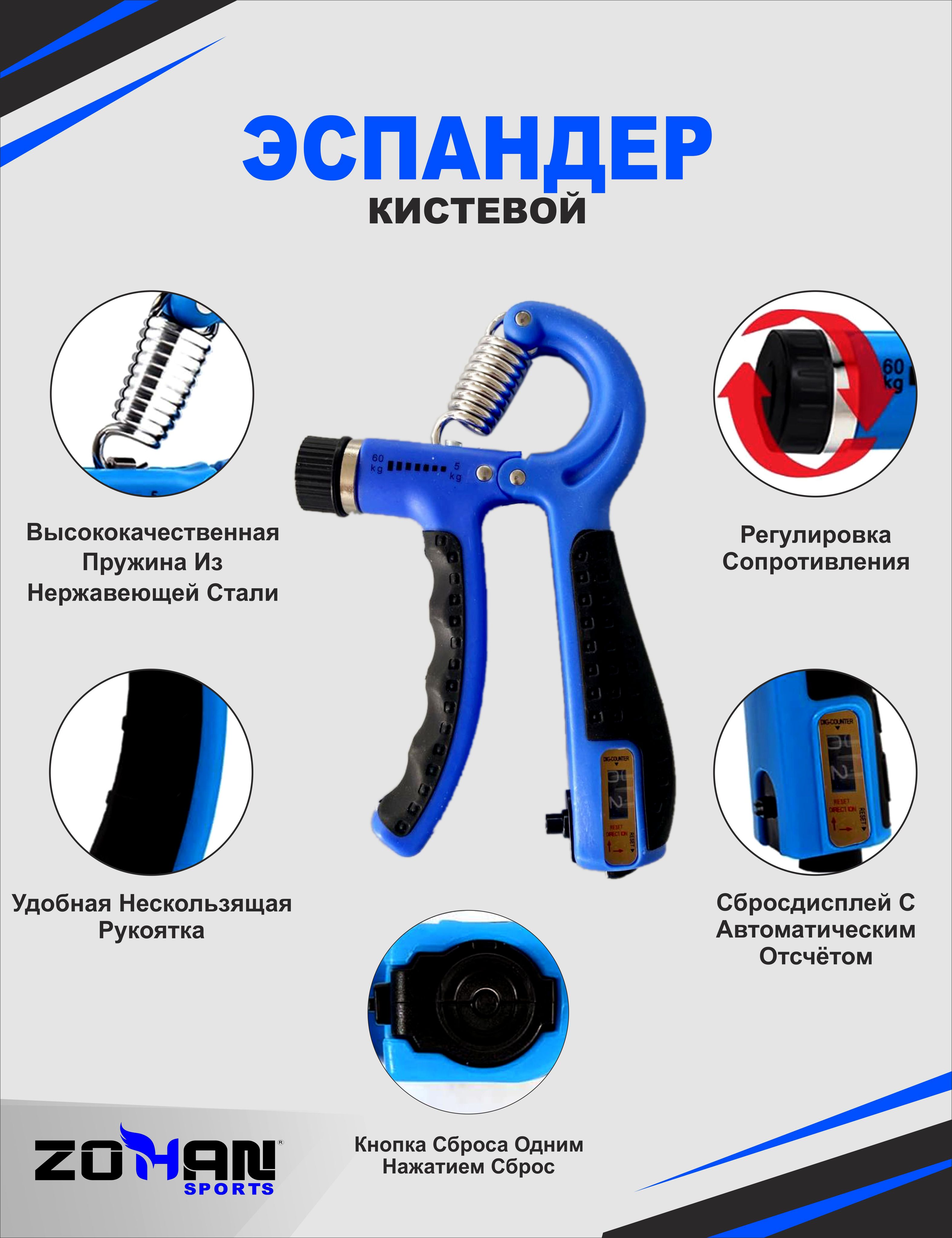 Эспандер кистевой / Эспандер для рук / Пружинный, с регулировкой нагрузки от 5 кг до 80 кг - фото 2