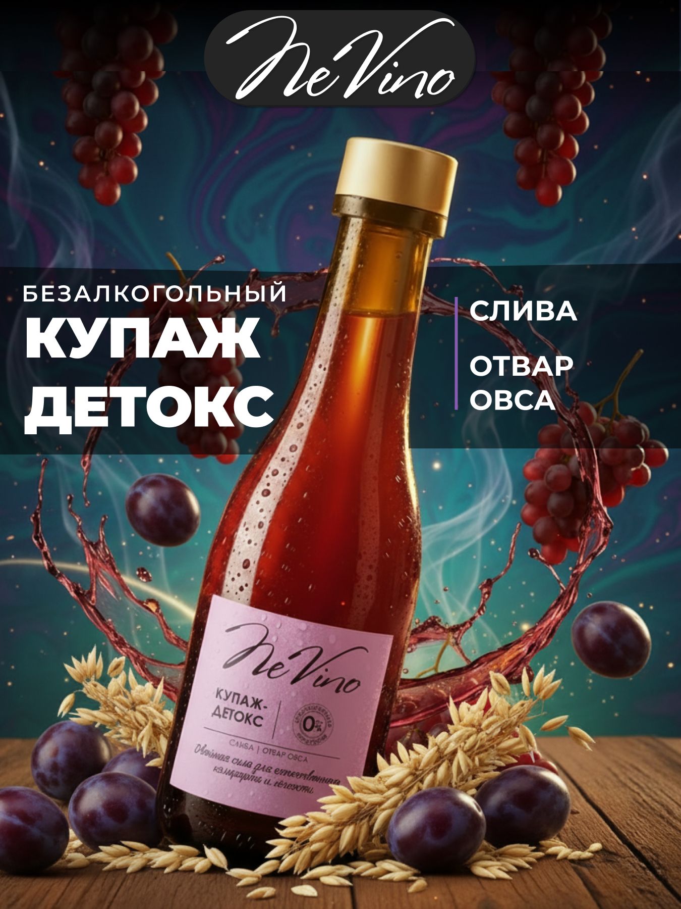 Безалкогольный Купаж Детокс - слива, отвар овса