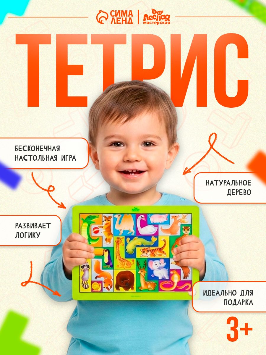 Развивающие игры для детей / Головоломка для детей / Тетрис деревянный