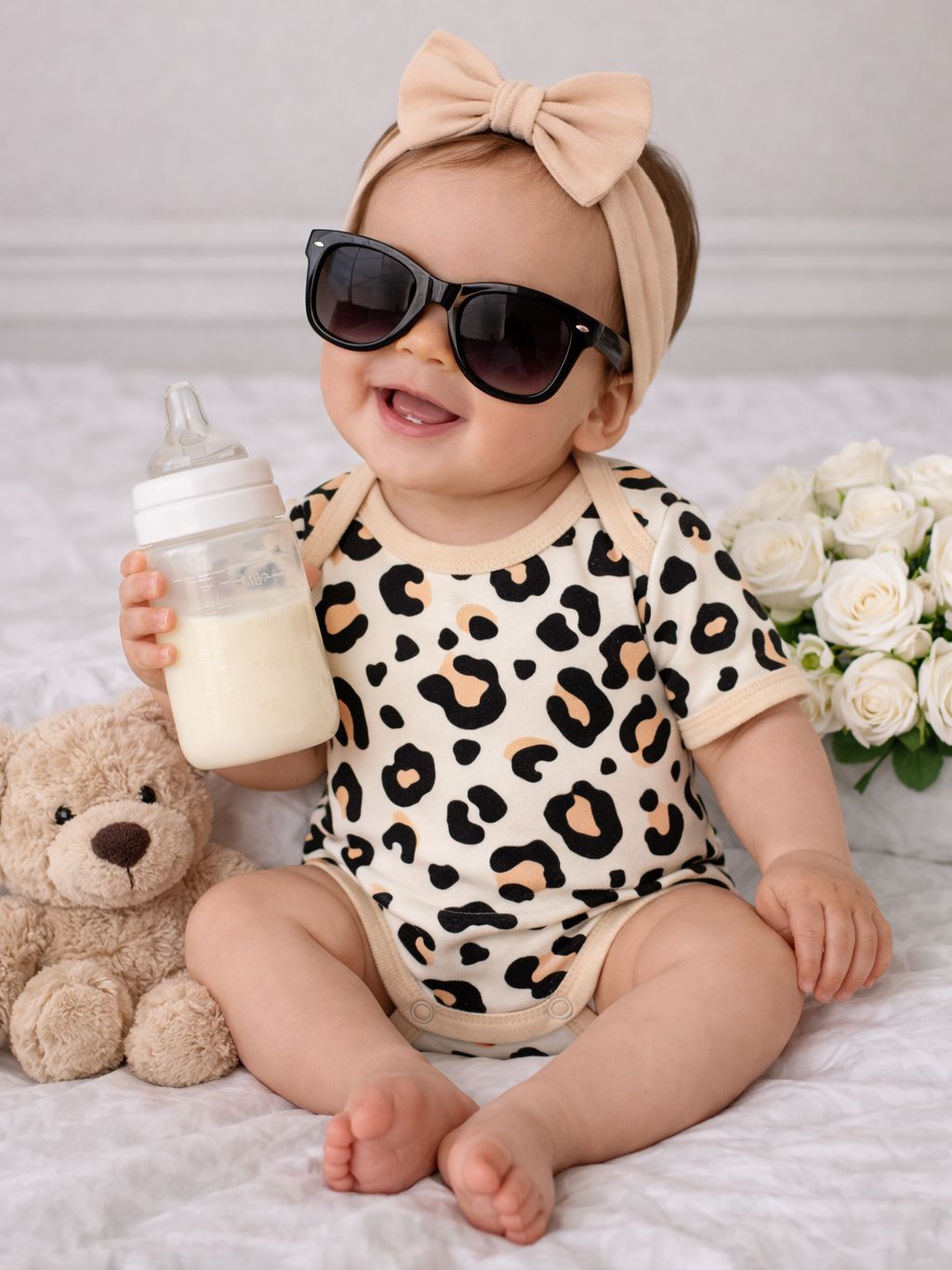 Боди детское для новорожденных девочек, с коротким рукавом, Крошка Я (Леопард), рост 68-74