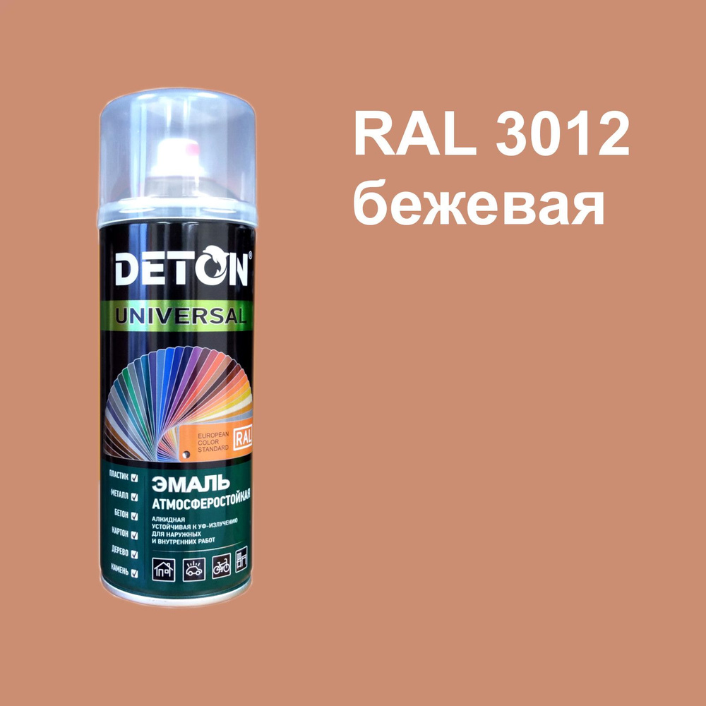 Deton Аэрозольная краска, до 50°, Алкидная, Глянцевое покрытие, 0.52 л, 0.33 кг, бежевый  #1