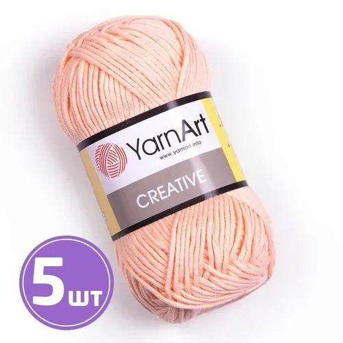 Пряжа для вязания YarnArt Creative, 100% хлопок 50гр/85м 5 штук, 225 персик  #1