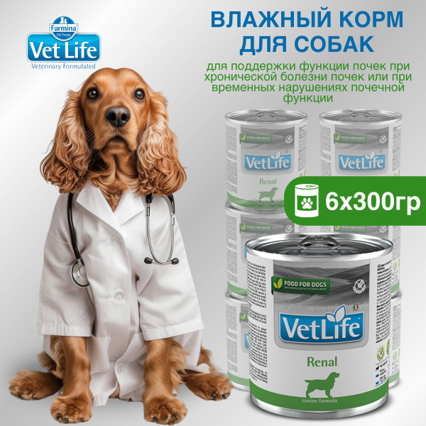 Влажный корм Farmina Vet Life Renal для собак всех пород, при болезни ...