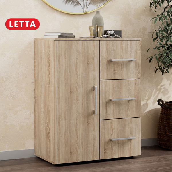 Комод LETTA Комод_L4110_LETTA_Белое тиснение, 60x34.4x75.7 см, 3 ящ ...