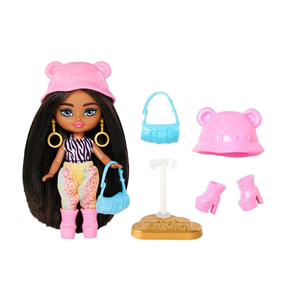 Мини-куклы Barbie Extra Mini HLN44 - HPT57, черные волосы, шляпа ...