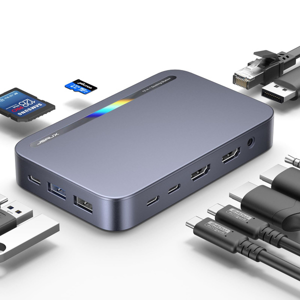 Док-станция JSAUX 12 в 1 USB-C для MacBook, Dell, HP, Lenovo, Steam ...