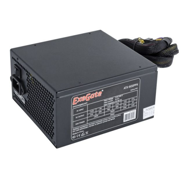 Блок питания EXEGATE 600PPX (EX221642RUS) черный - 600Вт, ATX 24-пин, 4 ...