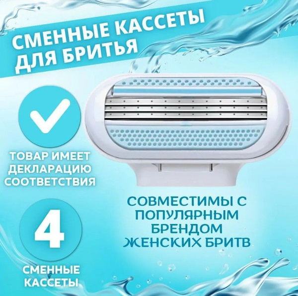 Сменные кассеты лезвия для женских бритв совместимые с популярным ...