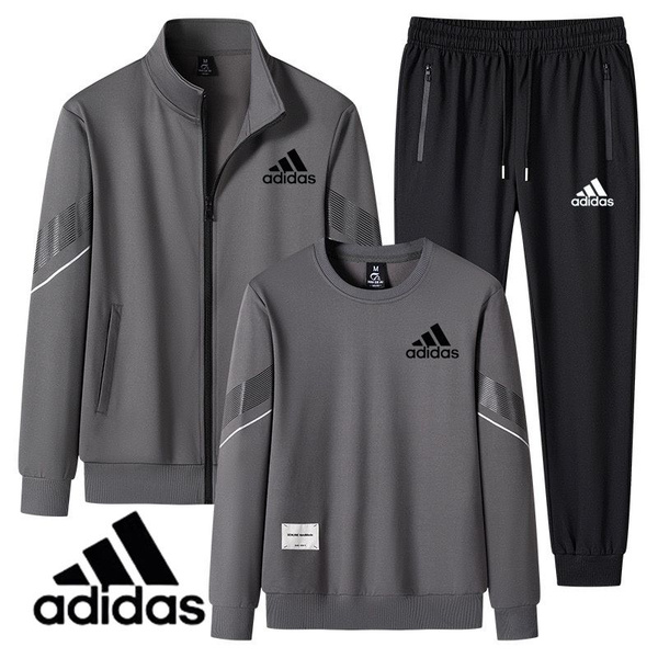 Костюм спортивный Мужской adidas серый, размер 54 Полиэфирное волокно ...