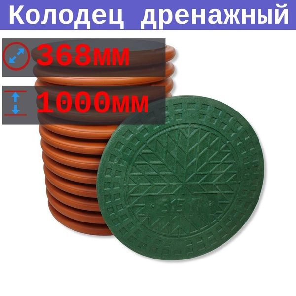 Колодец дренажный 368/315х1000 мм без отверстий, с приварным дном и ...