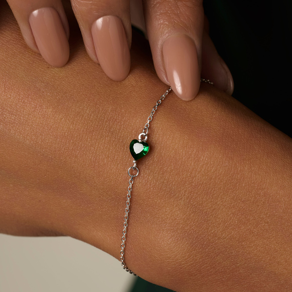 MIESTILO браслет серебро 925 женский, зеленое сердечко - купить с ...