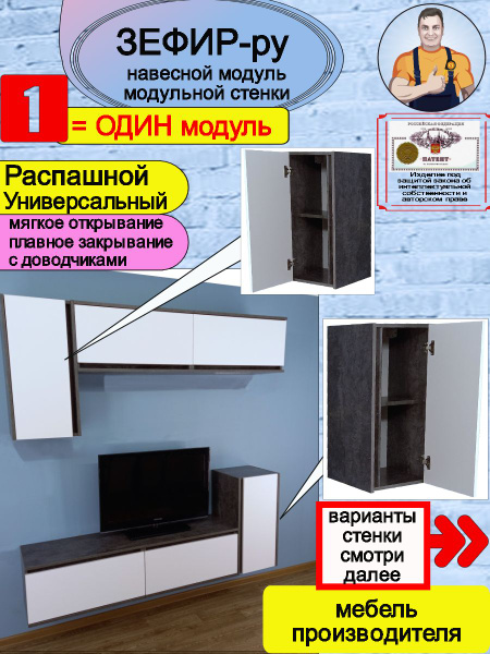 Стенка в гостиную модульная под телевизор подвесная Зефир-РУ купить по ...
