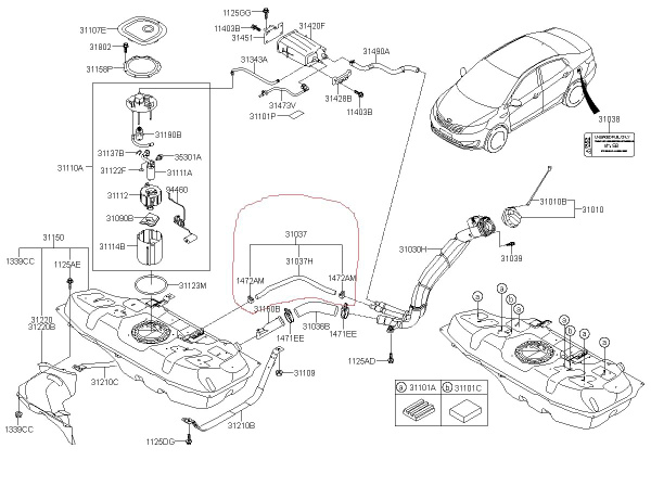 Шланг топливного бака для Киа Рио 2011-2017, Солярис 2011-2016 оригинал ...